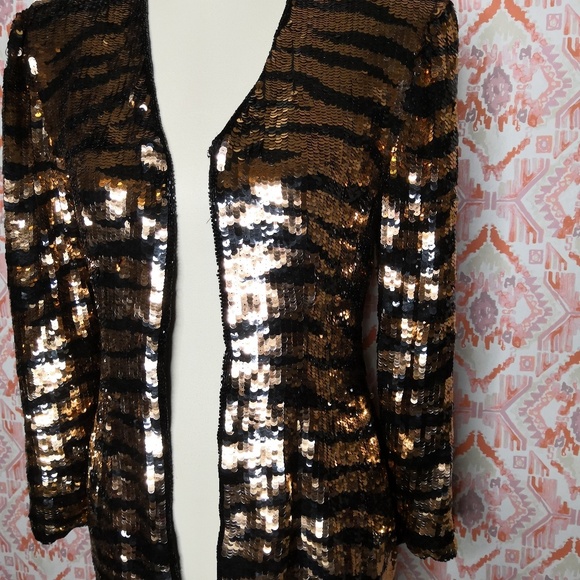 Vintage Small Sequin Tiger Striped Cardigan - Picture 7 of 8